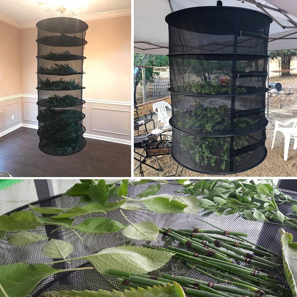 4/6/8 Layers Herb Drying Rack Hanging Mesh Net Dryer Bag Mesh Zipper Closure Petals For Flowers Buds Plants Organizer