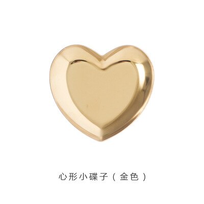 Nordic Rose Gold Metal Storage Tray Luxurious Brass Gold Silver Oval Plate Iron Fruit Plate Jewelry Display Tray for Home Decor: gold-heart
