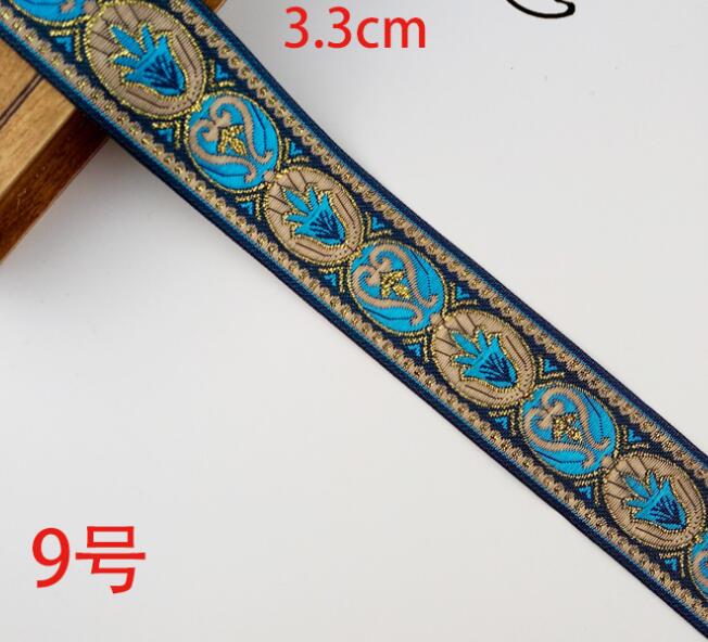 Ruban Jacquard tissé, 33mm de large, 7 yards, sangle pour chien, bricolage, plusieurs Styles: 10