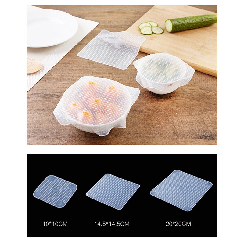 De silicona tazón cubre reutilizable papel para guardar alimentos frescos tapa sellada Stretch Film transparente bol de vacío de plástico accesorios de cocina