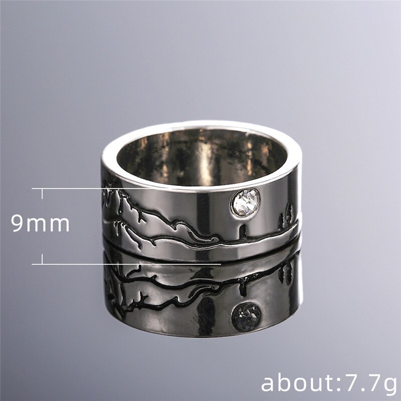 VAGZEB Jahrgang Landschaft Malerei Geschnitzte unisex Ringe glänzend Kristall Zirkonia schick Frauen Männer Finger Ring für Party Schmuck