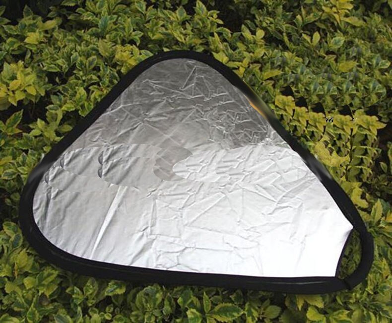 30 CM triangle réflecteur or et argent avant et arrière côtés Distribution sac de rangement MCPET carte de rebond réfléchissant