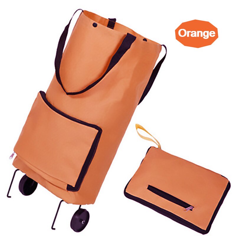 LEDFRE winkelwagen boodschappen trolley met wieltjes Sleepboot Bag Folding Supermarkt Boodschappen Winkelwagen Huishoudelijke Draagbare Boodschappentas LF71041: Orange