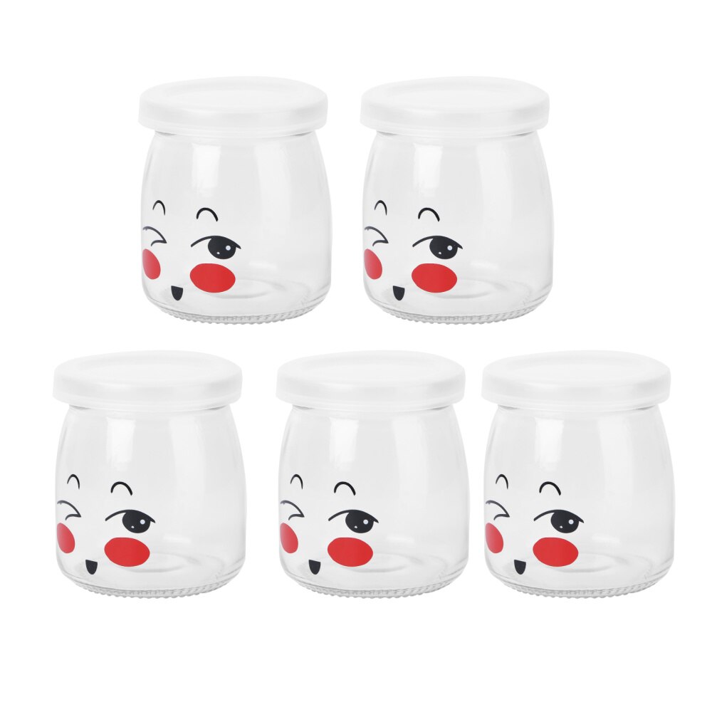 10pcs 150ml Lovely Pudding Bottle Glass Heat-resistant Yogurt Containers Cup Jelly Jar for Home Shop (Random Pattern)