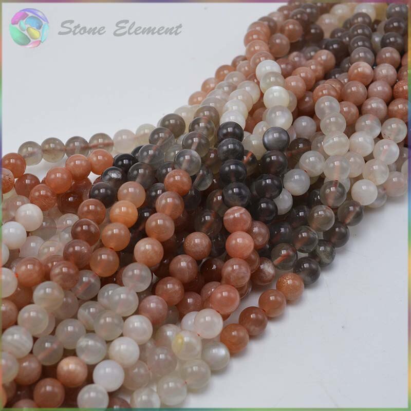 Buona Qualità di colore Misto Naturale di Pietra di luna Branelli Allentati Rotondi 6mm, 8mm, 10mm