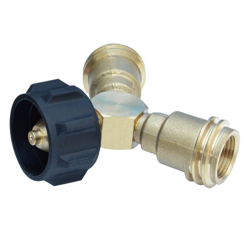 QCC1 Brass Propane Gas Fitting Tee Adapter Splitter Fits for Propane Appliances, Heater, BBQ Grill