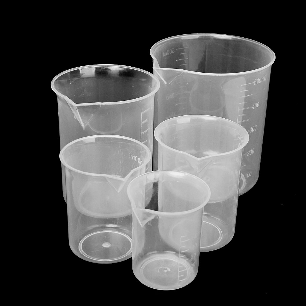 Small Plastic Measuring Beakers/Cups - 50ml To 500ml Sizes For Kitchen, Lab, Or DIY Use