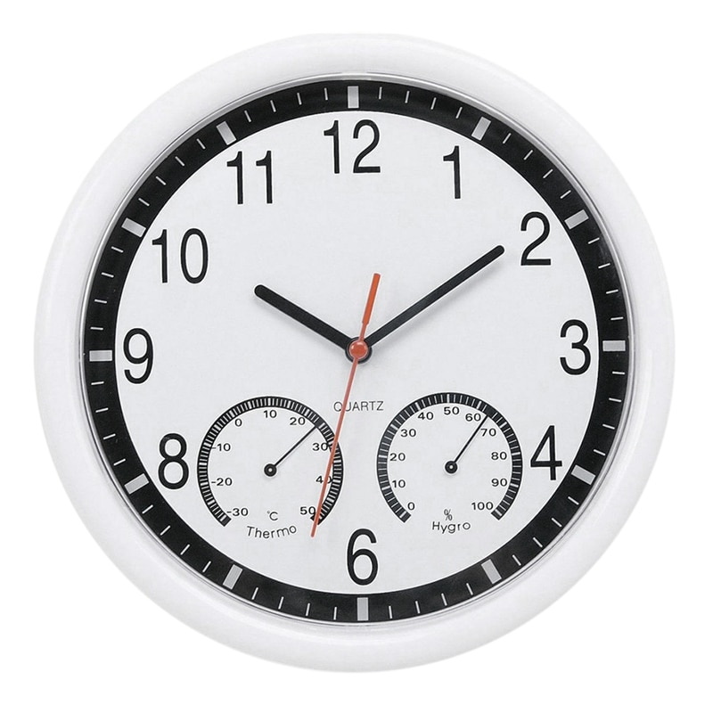 Newest Quartz Stone Clock Silent Wall Clock Accurate Thermometer Humidity Indoor Outdoor Pool Patio