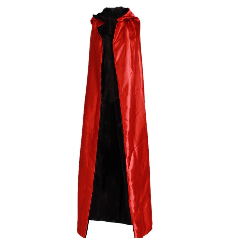 Halloween Black Red Cosplay Costume Theater Prop Death Hoody Cloak Devil Mantle AB Wear Long Tippet Adult Hooded Cape RED