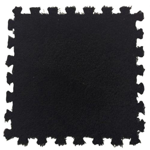 1pc 30*30cm eva skummåtte plys puslespil legemåtter skum shaggy fløjl tæppe dekorativt børneværelse til kravle legetøj 12- farver: Sort