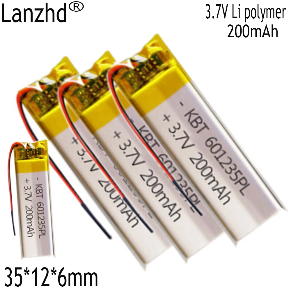 1–10 Stück CE Rohs 3,7 V 300 mAh wiederaufladbarer Akku 601235 Lithium-Polymer-Li-Po-Ionen-Akkus DIY MP3 GPS PSP Bluetooth-Kopfhörer
