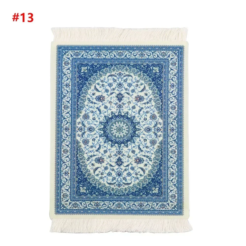 PC Mouse Pad Persian Mini Woven Rug Mat Mousepad Retro Style Carpet Pattern Cup laptop with Home Office Table Decor Craft table: WHITE