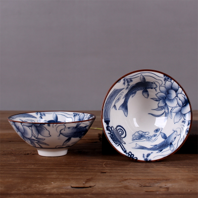 1 stks WIZAMONY 50 ML Handgeschilderde Theekopje Thee Set Blauw en Wit Chinese Celadon Porselein: Clear