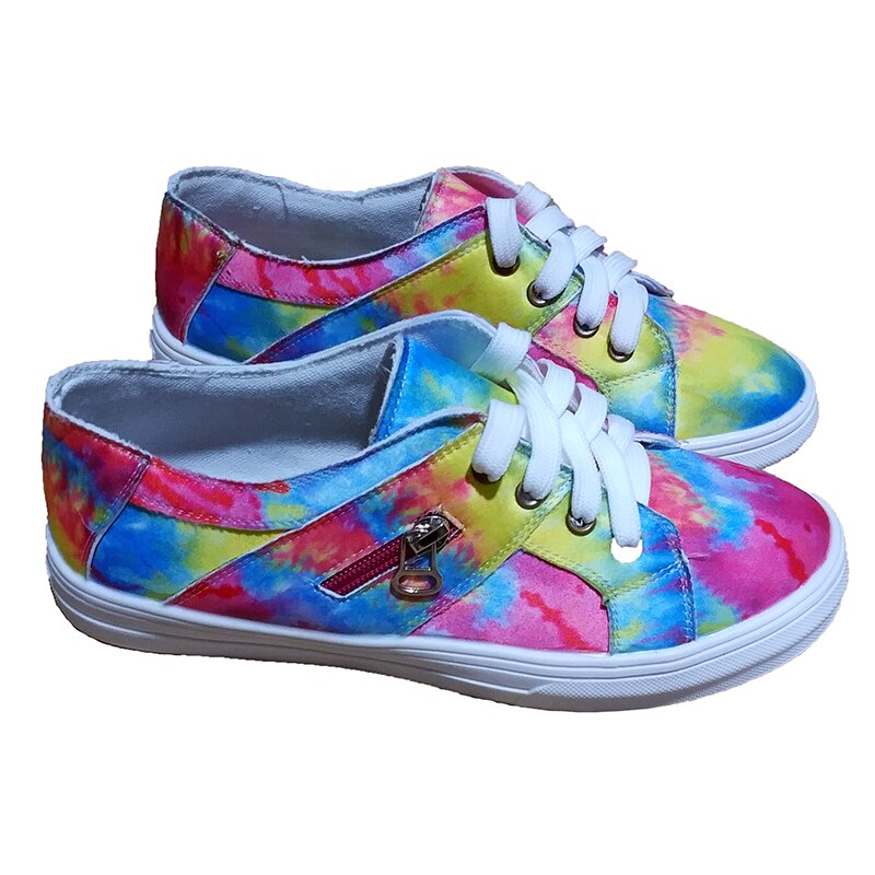 Regenboog witte schoenen dames canvas sneakers met gekleurde veters lente dames casual sneakers: 37