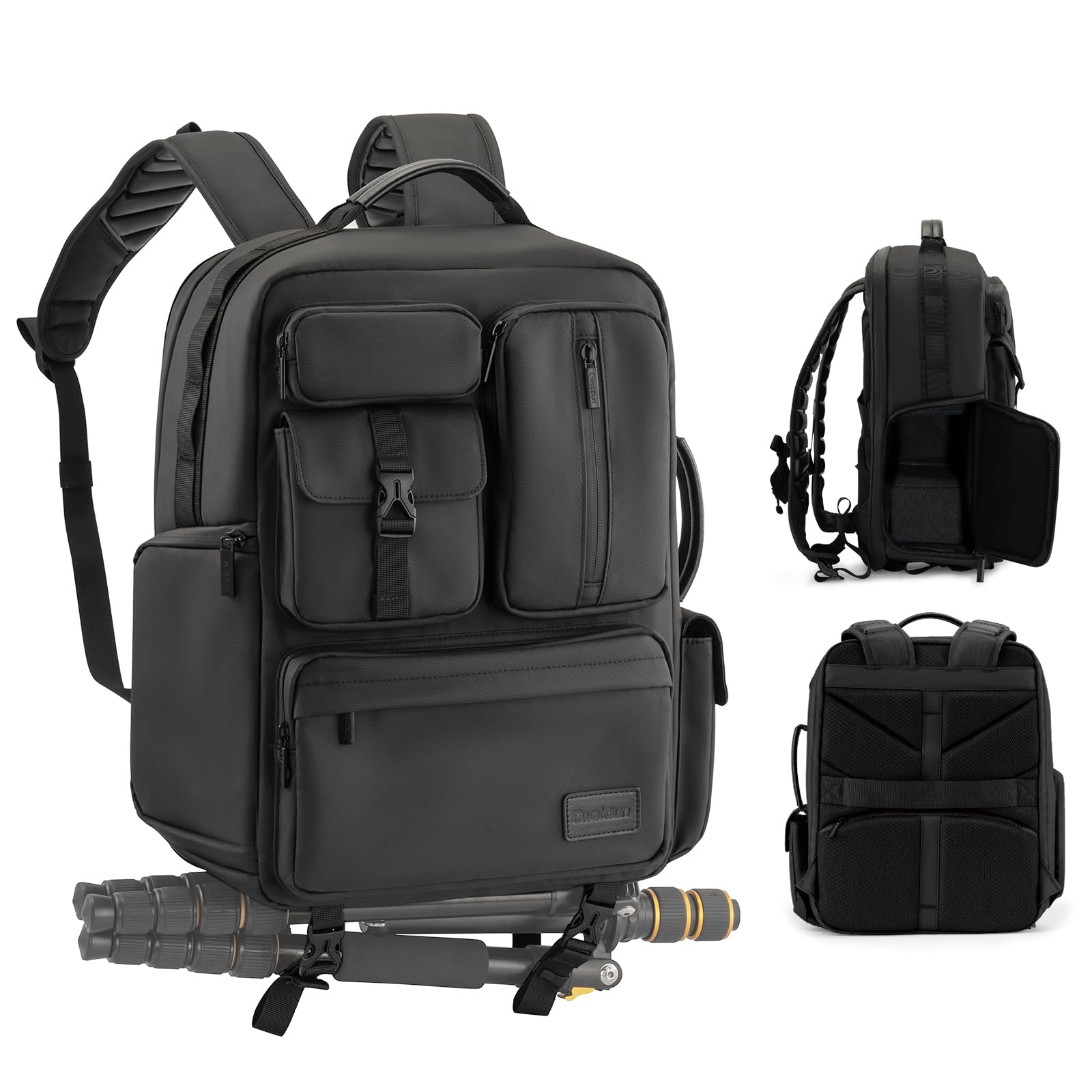 Camera Backpack, DSLR/SLR/Mirrorless Camera Bag for Photographers, Waterproof Leather Coating Camera Case with Tripod Holder: Default Title