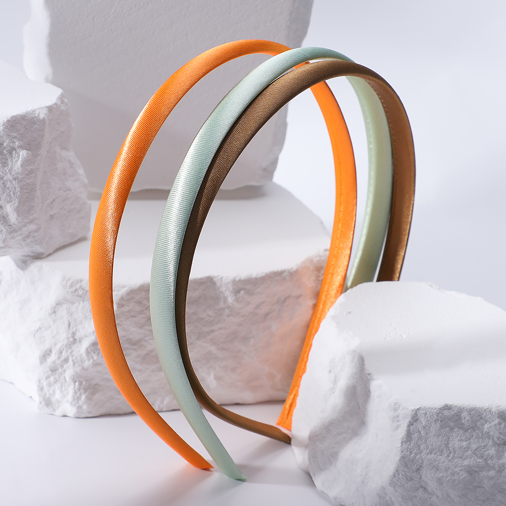 5/10pcs/lot Plain 10MM Satin Headband Girls Fabric Covered Resin Hairbands Plastic Headbands Kids Elastic Bands Hair Accessories