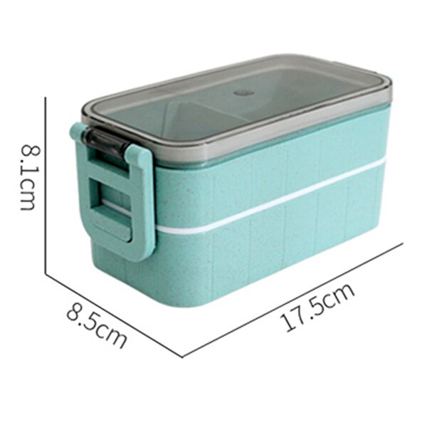1450ML lunch box high food container eco friendly bento box lunch japanese food box lunchbox meal prep containers wheat straw: Double buckle blue