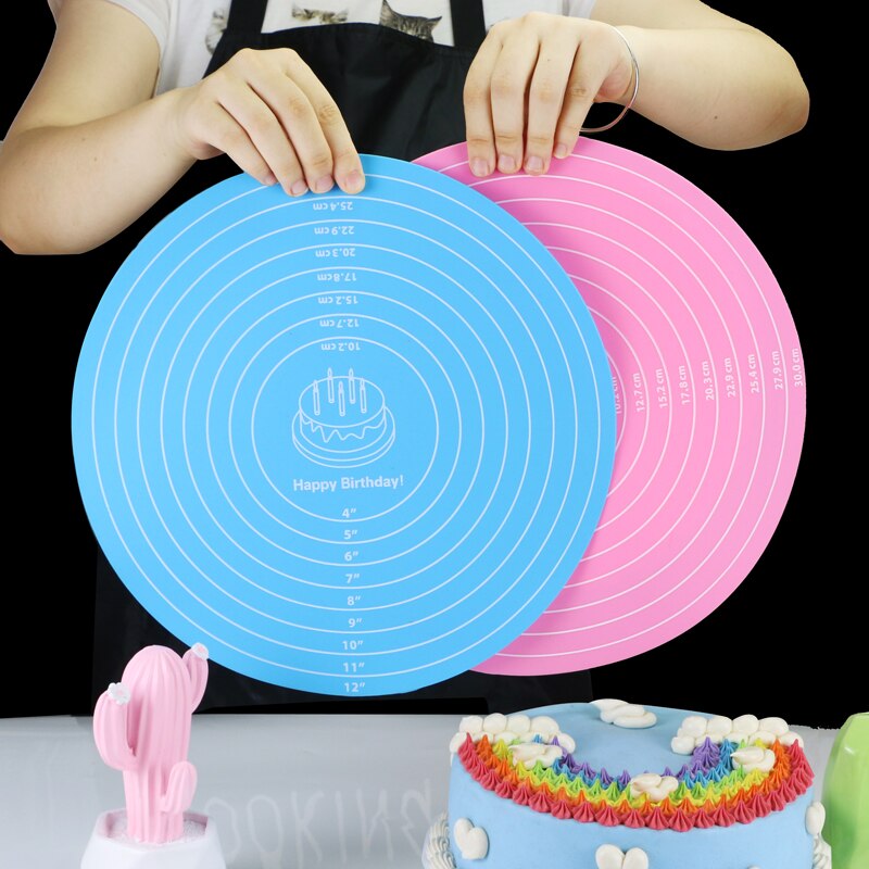 Non-Stick Cake Turntable Stand Silicone Mat Round Silicone Baking Mat With Measurements Heat Resistant Pastry Baking Sheet