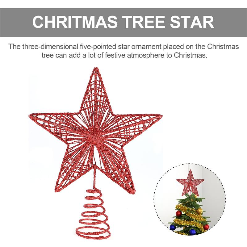 1pc udsøgte jern kunst ornament smukke træ stjerne til jul (lyserød)