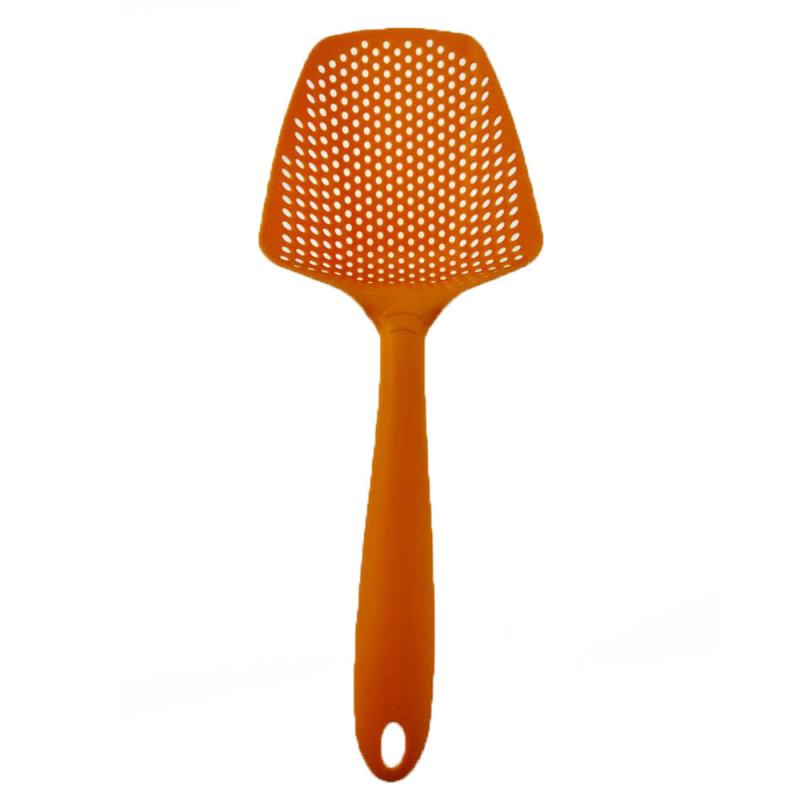 1pc 8 farver madlavning skovl vegetabilsk sil scoop nylon varmebestandig ske stor dørslag pasta sil filter køkkenredskab: 1pc orange