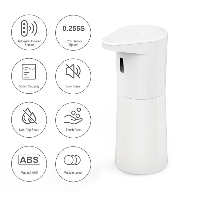 Distributeur automatique de savon de 500ML, désinfectant pour les mains sans contact, pulvérisateur de liquide étanche à mouvement infrarouge, fonctionne à piles