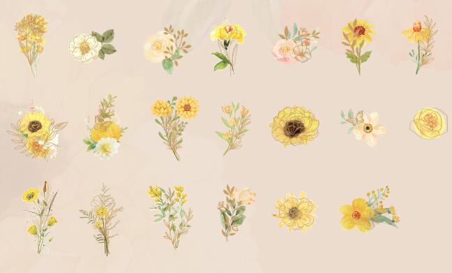 DIY 40 pcs Golden Outline Spring Flowers Art Life Home Journal Decorative Stickers: 005