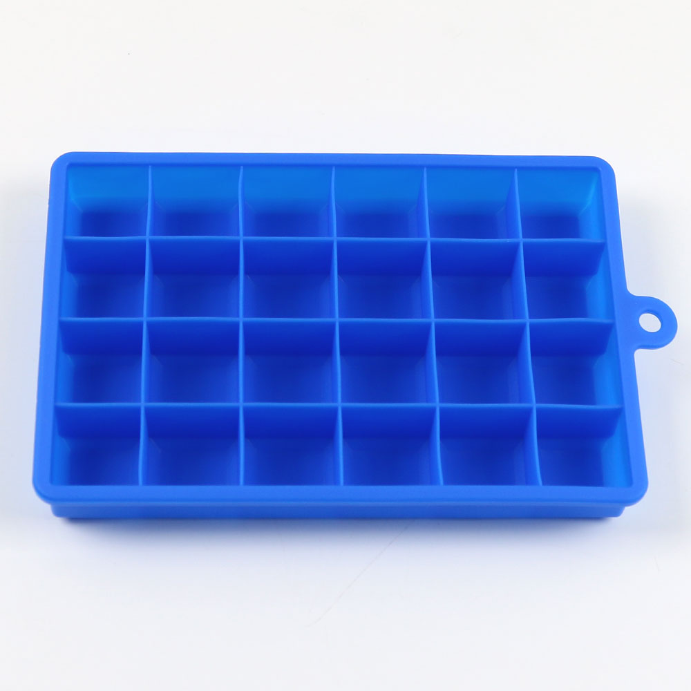 Silikonwelt Silikon-Eiswürfelform, 24 Gitter, quadratisch, mit Deckel, Tabletts, Eis, kalte Getränke, Whiskey, Cocktails, Werkzeuge, Eisform: Grau