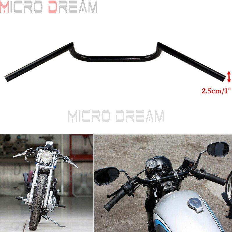 Manillar negro de motocicleta de 1 ''/25mm para Clubman Cafe Racer, manillar de 4" para Harley Dyna Softail Touring Bobber Chopper