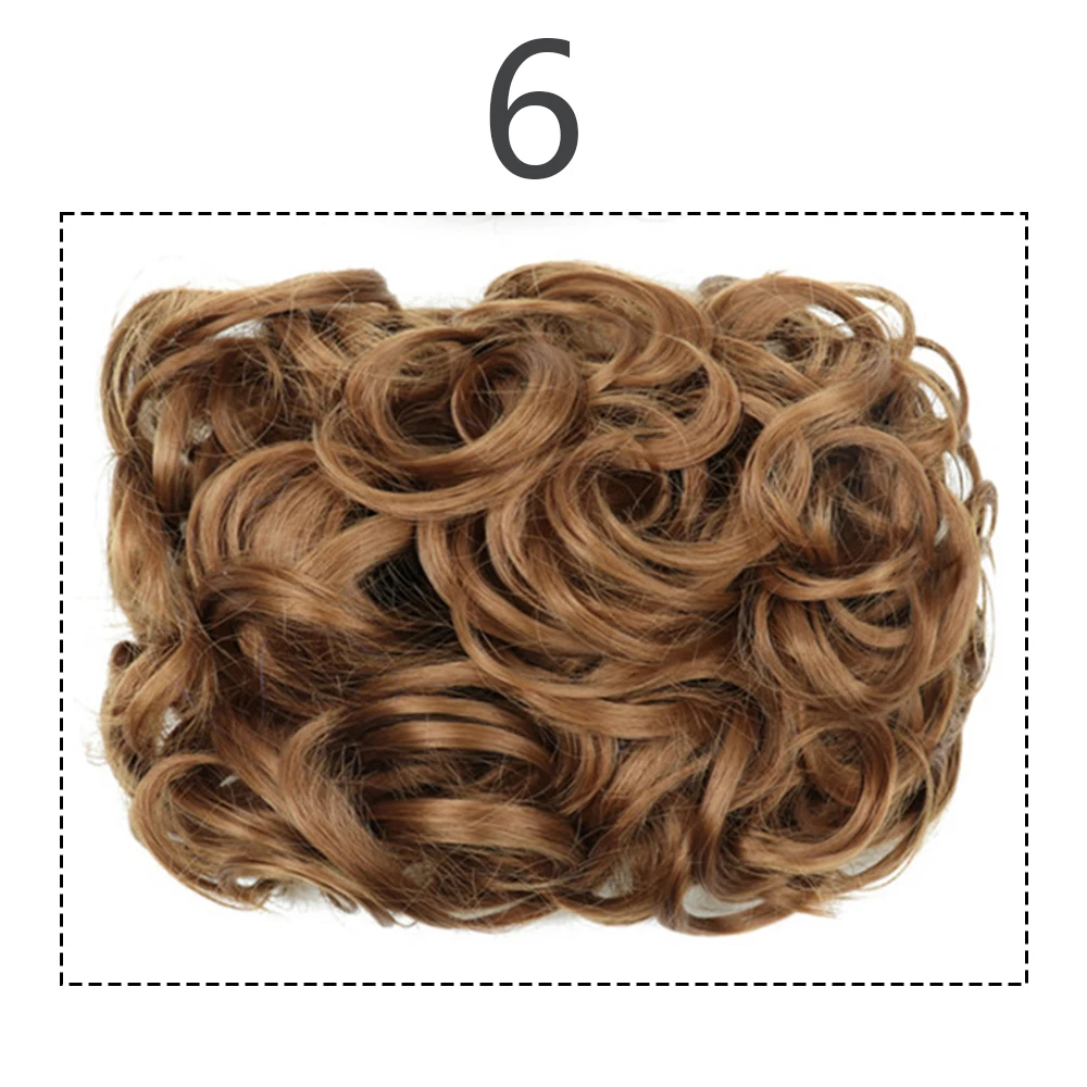 Moño de pelo sintético para mujer, moño rizado marrón Rubio, moño desordenado, peine, Clip en extensión de cabello, Updos, postizos