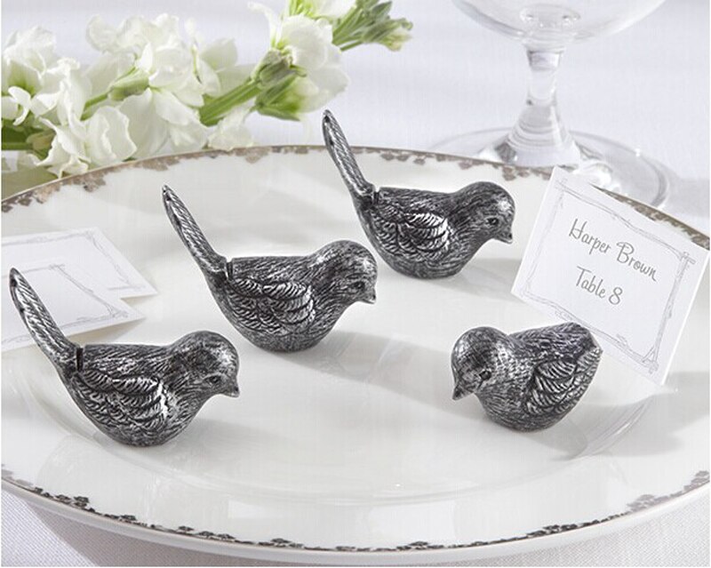 Porte-carte oiseau ou argent antique 10 pièces/lot | Décor de table pour réception de mariage,