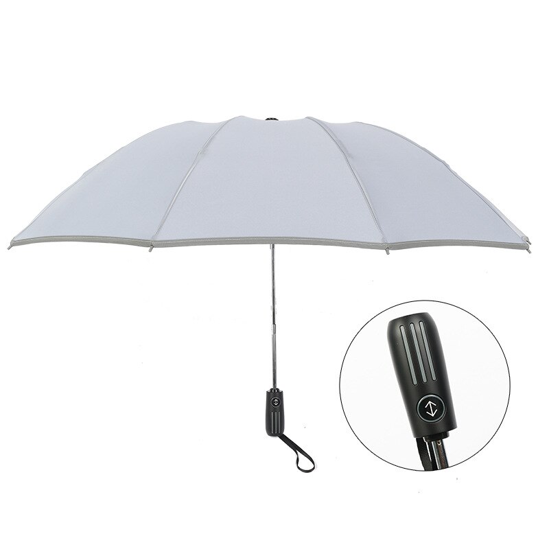 10 Bone Inverse Folding Three-fold Umbrella Fully Automatic Rain Or Shine Dual Purpose Umbrella Business Advertising Umbrella: 10k Automatic Reverse Umbrella High Grade Gray