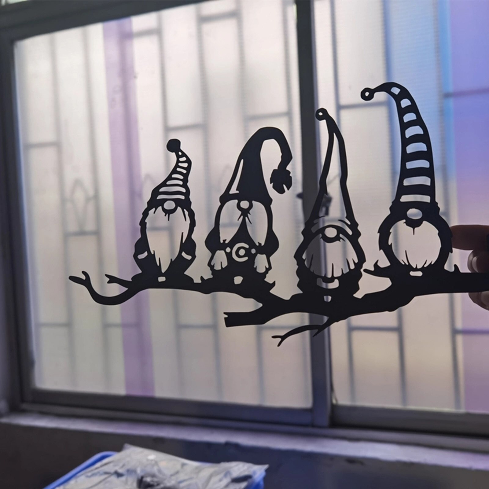 Gnomos de rama de acero para decoración de jardín, accesorios de Metal para árboles artísticos, de acero, estatua de plata, silueta de acero