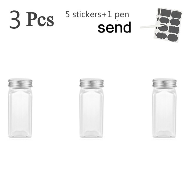Meerdere Set Kruiden Potten Vierkante Glazen Container Kruiden Fles Keuken Outdoor Camping Kruiden Container Spice Container: 3pcs White