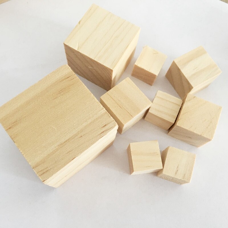 Bloques cuadrados de madera maciza para niños, juguetes educativos para edades tempranas, bloques de ensamblaje, adorno para manualidades, artesanía en madera