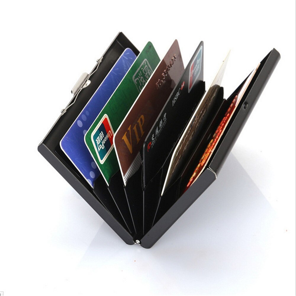 Black Metal RFID Blocking Wallet Anti-Scan Contactless Credit Card Holder Bank Card Protect Case Portable Purse Bus Card Holder