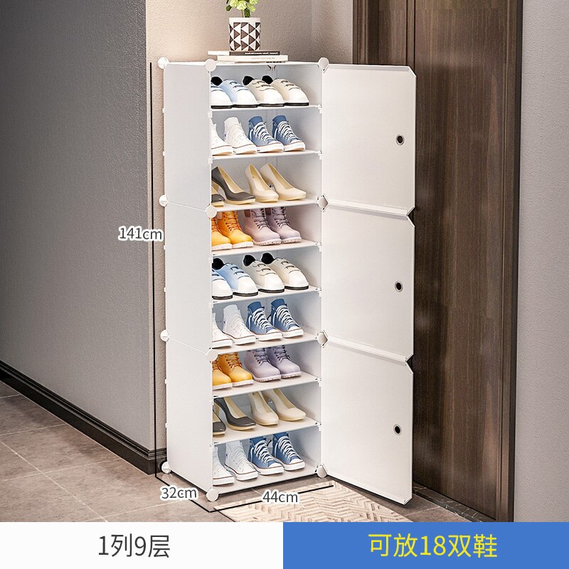 ABS Shoes Rack Simple Shelf Storage Portable Shoe Cabinet Dustproof Economical College Dormitory Space-Saving Useful Box: 9 Layer-White
