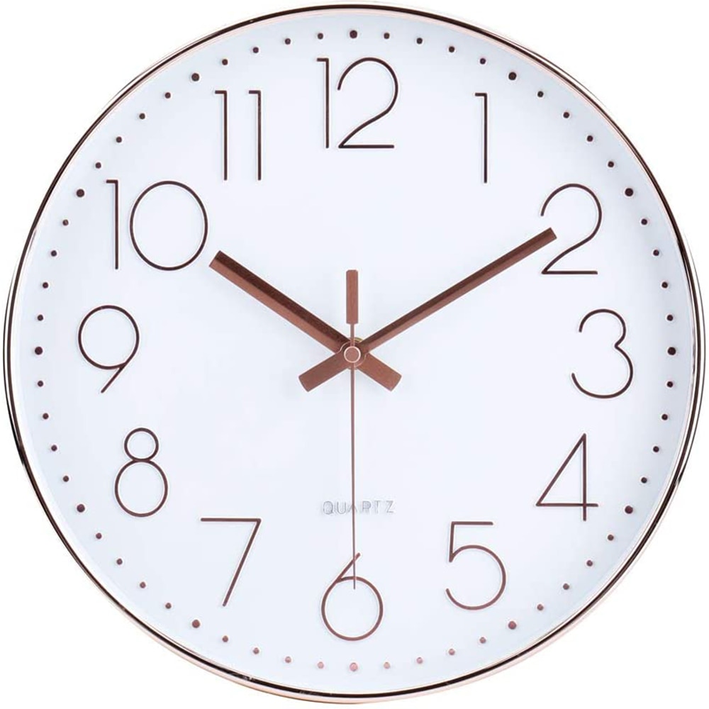 12 Inch Simple Modern Silent Quartz Wall Clock Round Clock White Background Clock Silent Wall Clock Home Office 3D