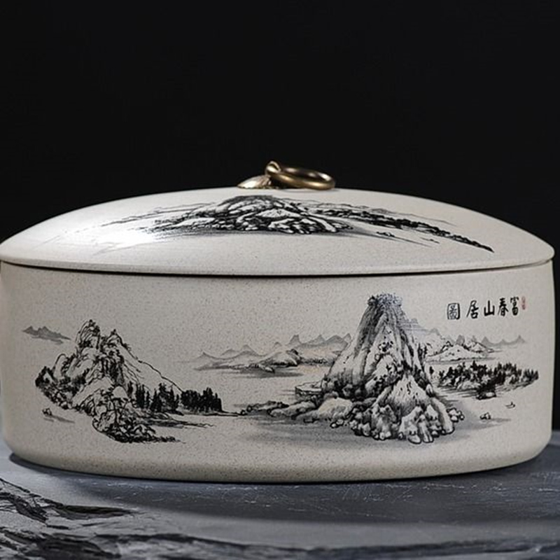 Tea Cake Jar Tea Jar Coarse Pottery Jar Ceramic Cans Seal Cans Laminated Tank Been Nuts Tank Spices Storage Tank Bean Cans: fuchunshanjusanceng