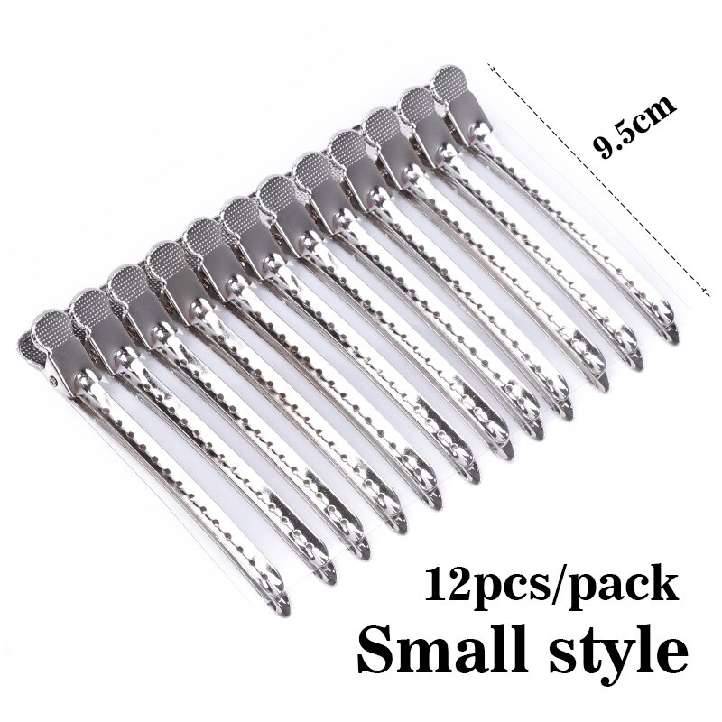 Nunify 12 stk frisør sølv sektion klemmer hårspænder legeret plast pro frisør hårnåle klippe salon hår værktøj: Lille -12 stk
