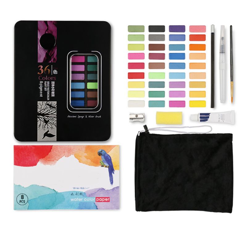 H05B Effen Aquarel Verf Set 36 Kleuren Art Set Met Water Borstel Pen Aquarel Pigment