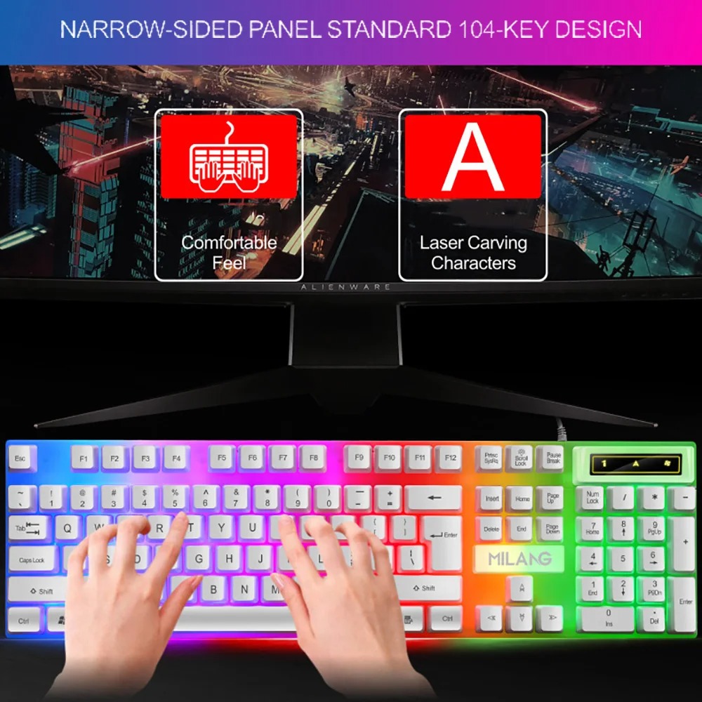 Bedraad Mechanisch Toetsenbord 104 Toetsen Zwevende Knop Regenboog Backlight Gaming Toetsenbord Kantoor Voor Laptop Pc Accessoires