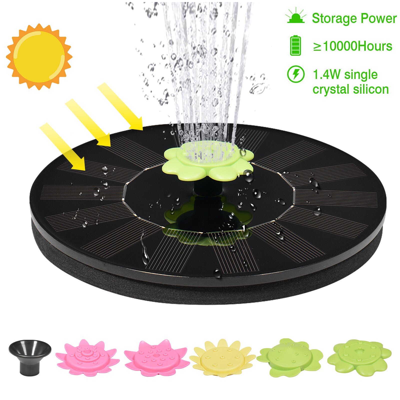 1.4W Solar Fontein Drijvende Decoratieve Zwembaden Drijvende Zonne-energie Vogelbad Waterpomp Voor Tuin Zwembad Aquarium