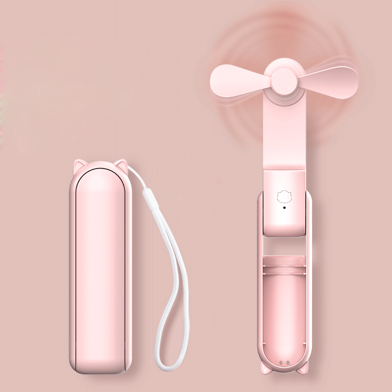 Bærbar vifte med krok, mini håndholdt vifte, unik bærbar personlig håndvifte, usb-oppladbar med kraftig turbovind: Rosa