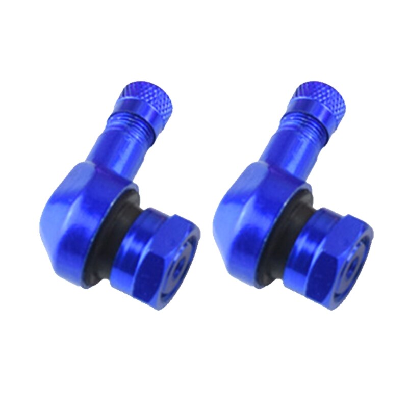 Vástago de válvula de aleación de aluminio con ángulo de 90 grados, vástago de válvula para neumático sin cámara de motocicleta CNC, 2 uds., para piezas de rueda de llanta de 11,3mm: Azul