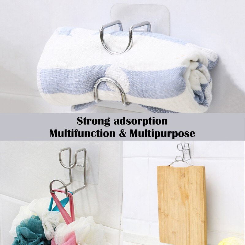 Gancho de lavabo de acero inoxidable para baño, gancho sin clavos para aseo, colgador de pared con ventosa