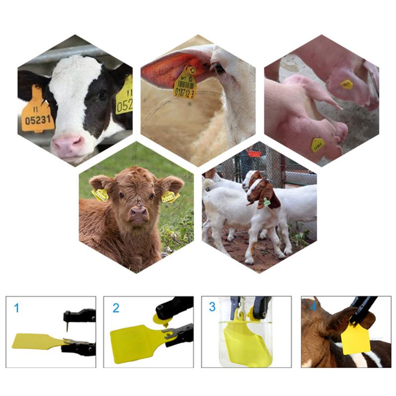 100PCS Soft TPU Ear Tags Livestock Identification Ear Tag Applicator for Pig Cow