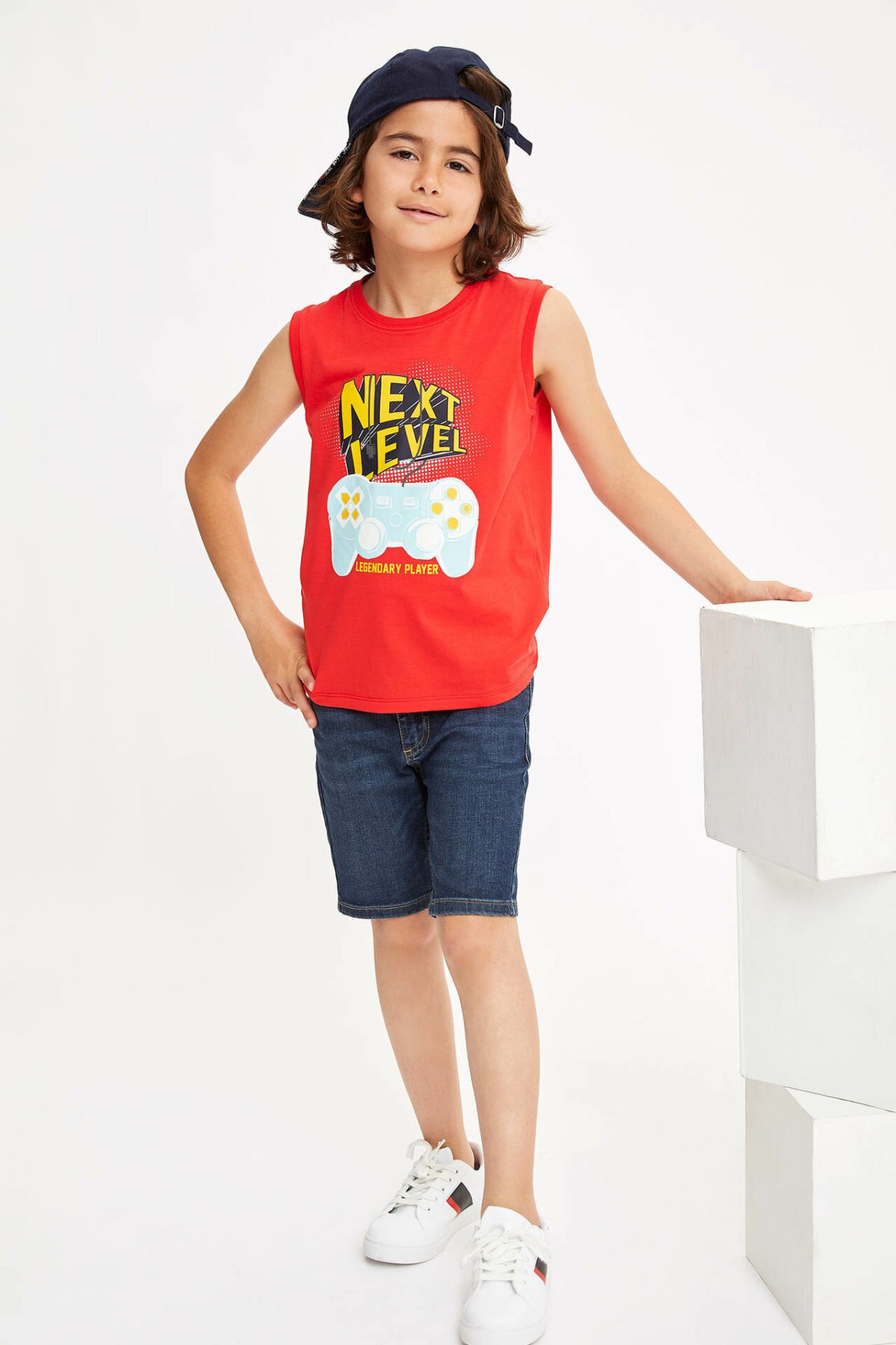 DeFacto Junge Oansatz Weste Kinder Lässig Brief Muster Tank Jungen Tops Sport Komfort Neue Rot Sommer-K6782A619SM