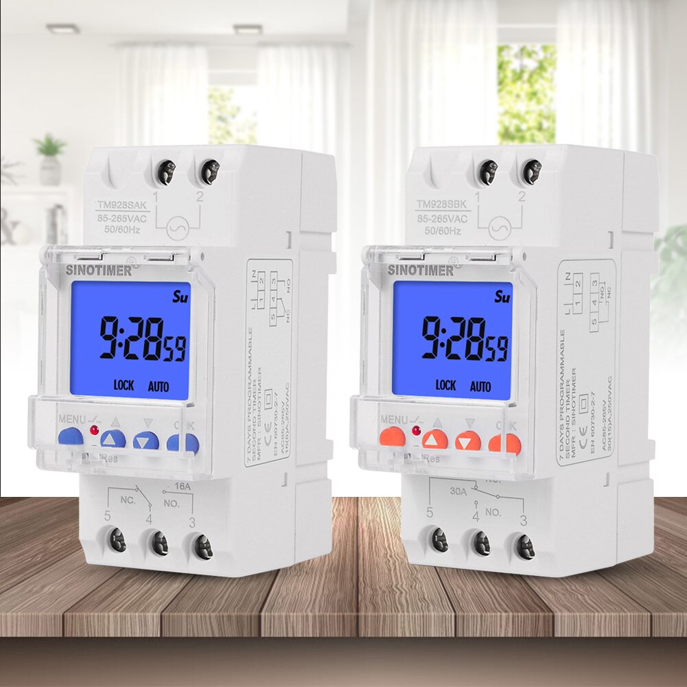 Weekly Programmable Digital Timer Switch LCD Time Relay DIN Rail Mount Cycle Time Controller DIN Rail
