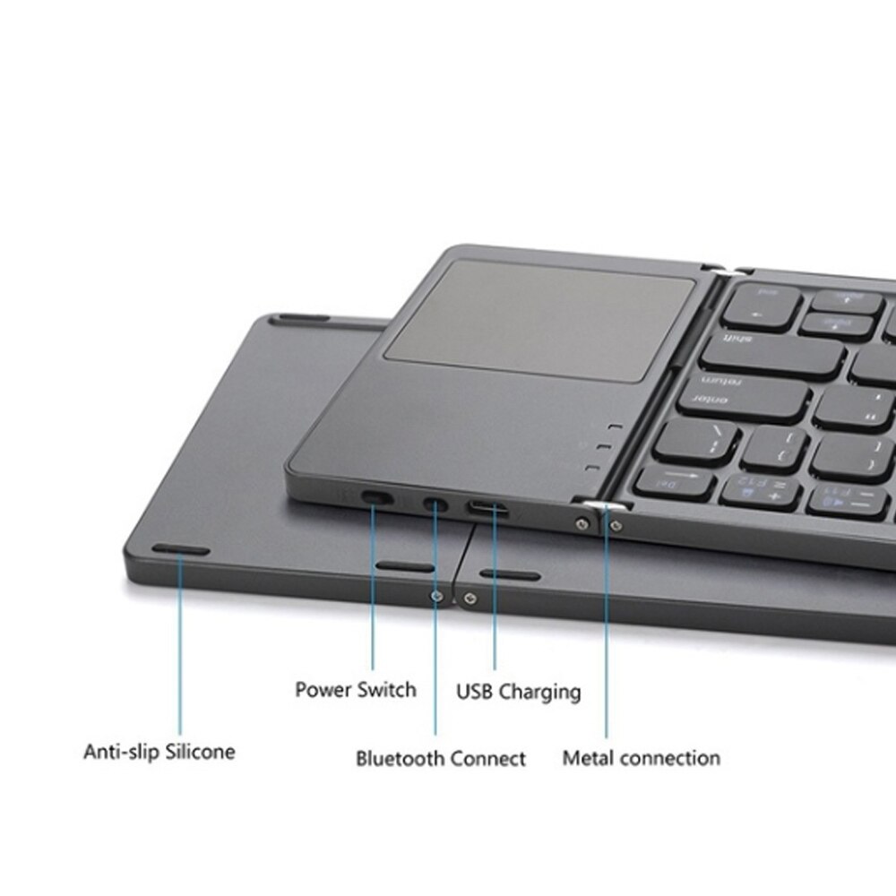 Portable Folding Bluetooth Mini Keyboard Foldable Wireless Klavye Touchpad Russian En Keypad for IOS/Android/Windows ipad Tablet