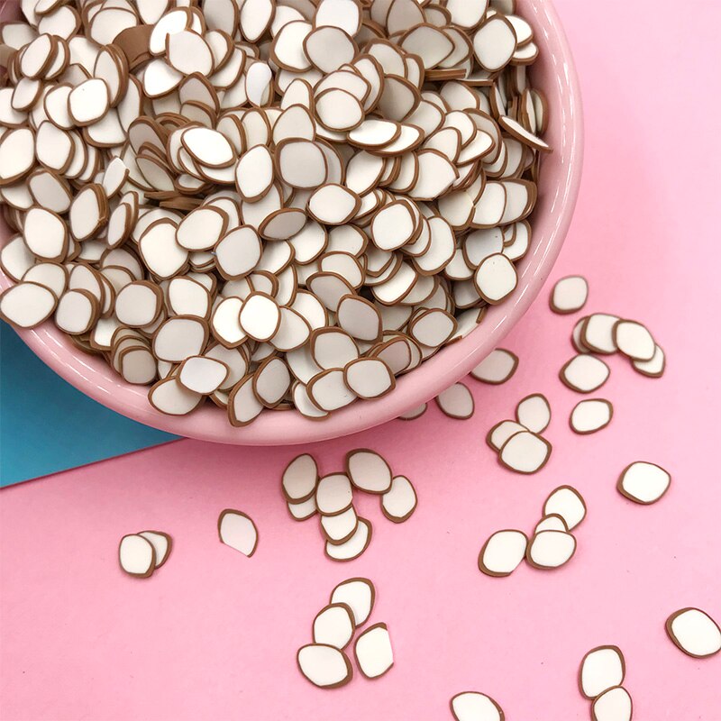 100g/lot 5mm 10mm Polymer Simulation Coconut Slice Clay Sprinkles for Crafts Making DIY Crystal Mud Filling Accessories Deco: 5mm